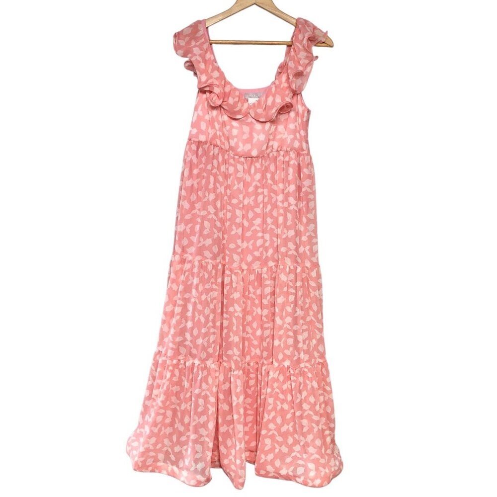 Chelsea 28 Soft Pink Girl Floral Feminine Ruffled Coquette Tiered Dress Sz M